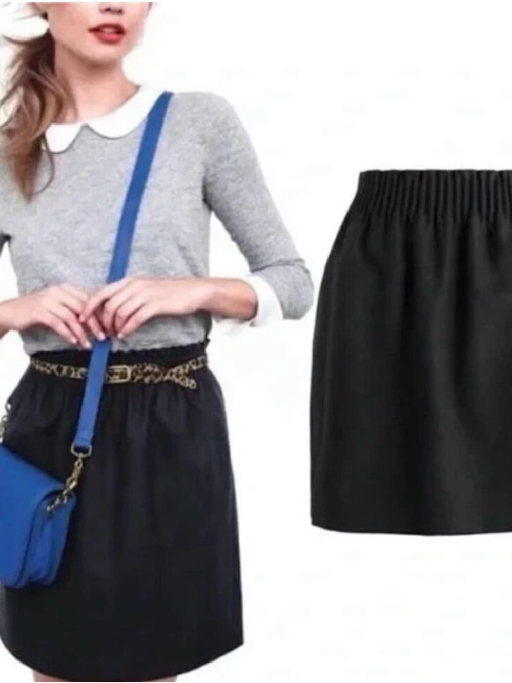 J. Crew Factory Black Elastic-Waist Mini Skirt